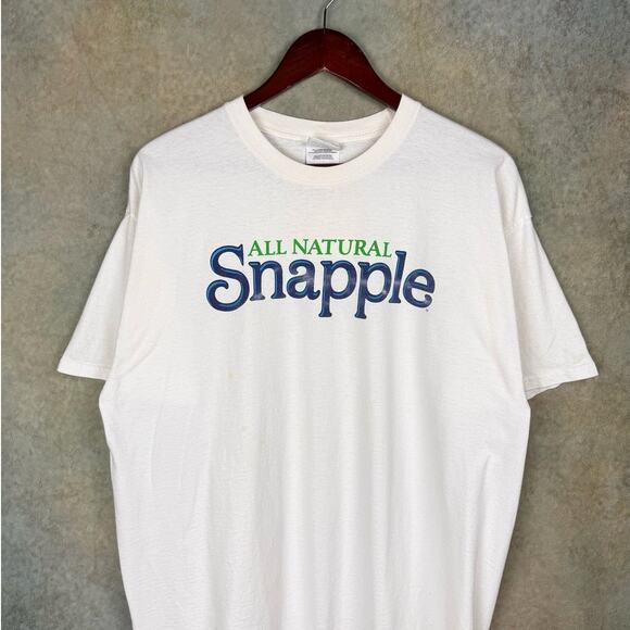 VTG Snapple Iced Tea Promo T Shirt Sz XL White All Natural Big Spell Out Logo - Picture 2 of 9